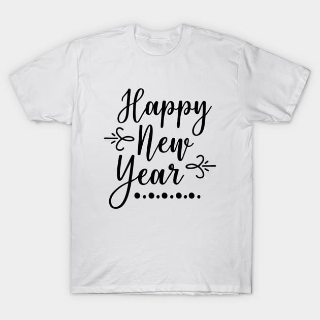 Happy New Year Typographic Design T-Shirt by Jarecrow 